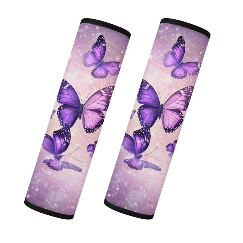 TOADDMOS Lila Galaxy Space Butterfly Auto Sicherheitsgurt Abdeckung Bequeme Flanell Auto Sicherheitsgurt Pads Kissen Protektoren Flanell Sicherheitsgurt Abdeckungen für Erwachsene von TOADDMOS