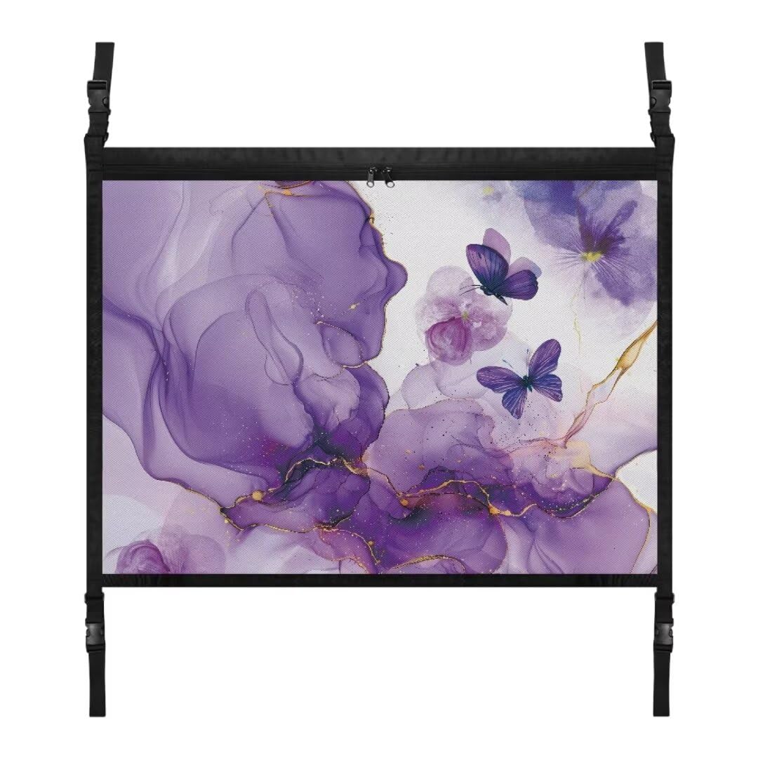 TOADDMOS Lila Schmetterling Marmor Deckennetz Lagerung 31.69"x24.02" hängendes Frachtnetz für Innen Auto Dach Auto Lagerung Netztasche, Road Trip Muss Haves von TOADDMOS