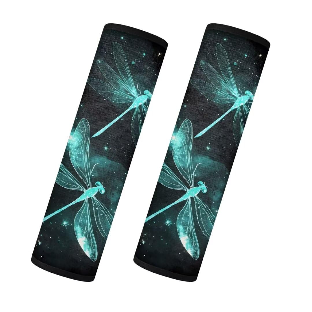 TOADDMOS Mint Galaxy Space Dragonfly Auto Sitzgurt Pads Anti-Rutsch Auto Sicherheitsgurt Protektoren Warme Sicherheitsgurt Kissen Passt für Auto, SUV Limousine, LKW von TOADDMOS