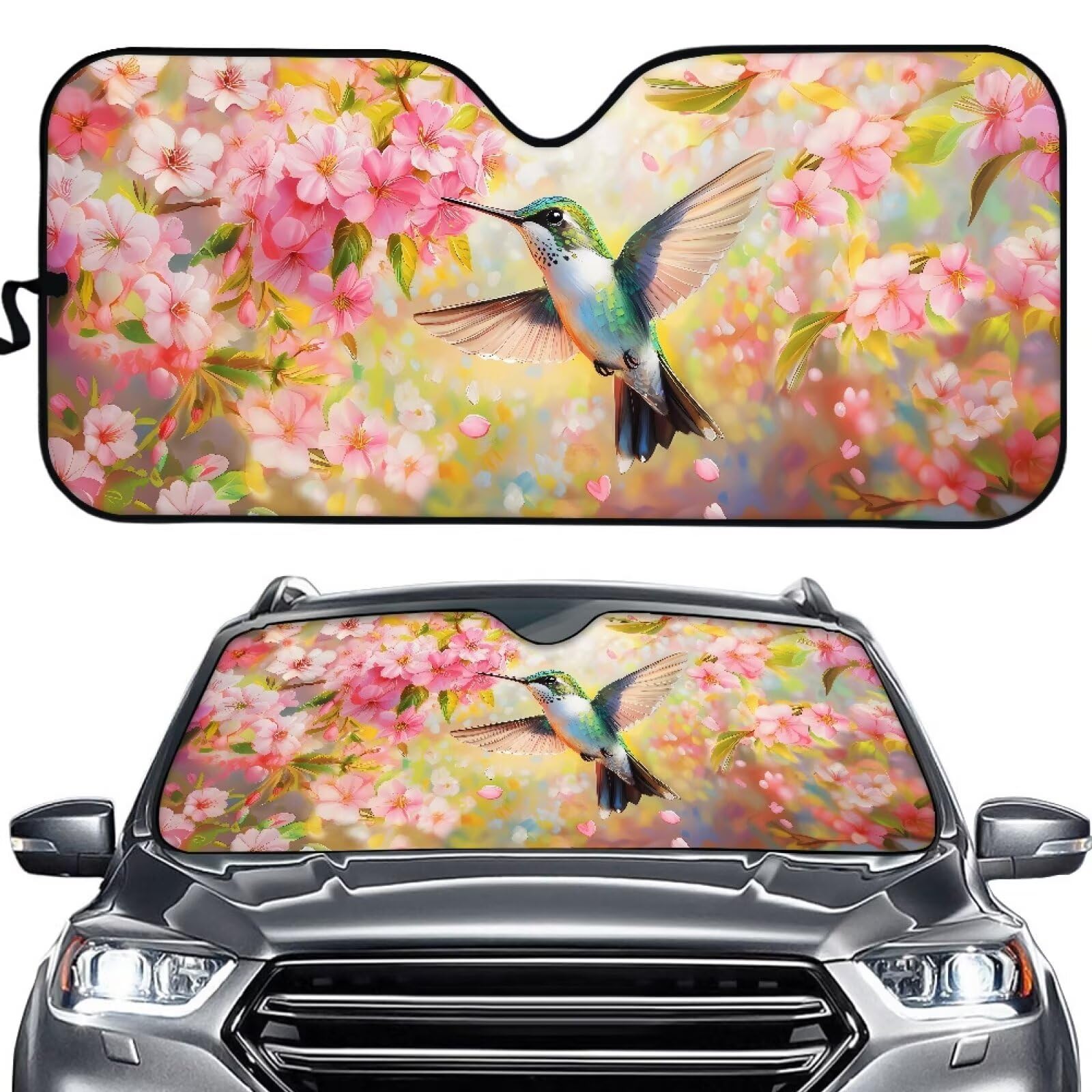 TOADDMOS Mond Schmetterling Auto Windschutzscheibe Sonnenschutz Floral Blumen Sonnenschutz Visier Auto Faltbarer UV Ray Reflektor für Auto Limousine LKW SUV Zubehör von TOADDMOS