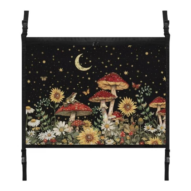 TOADDMOS Mond Sterne Auto Innenraum Dach Speicher Netz Sonnenblume Pilz 31.69x24.02 IN Automobil Frachtnetze Frachtnetz für Auto Decke, Road Trip Must Haves von TOADDMOS