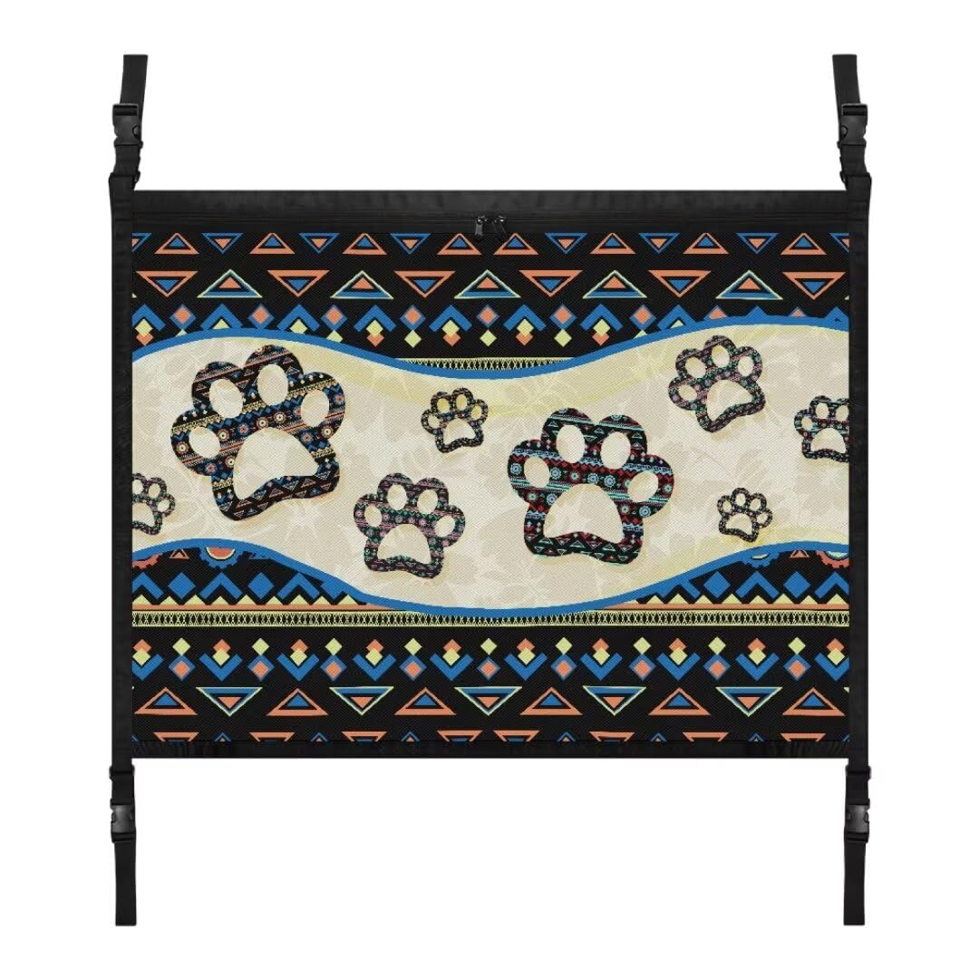 TOADDMOS Navajo Auto Decke Frachtnetz für SUV Aztec Geometrie Hund Pfote Druck Auto Lagerung Net Tasche 31.69"x24.02" Auto Netztasche, Road Trip Must Haves von TOADDMOS