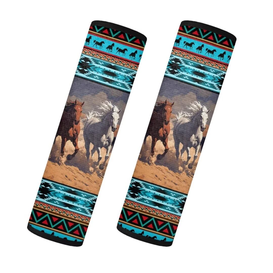 TOADDMOS Navajo Aztec Geometrie Auto Sicherheitsgurt Abdeckung Strand Pferd Rutsch Bequeme Auto Sitz Schultergurt Pads Set von 2 Sicherheitsgurt Kissen Passend für Auto, SUV Limousine, LKW von TOADDMOS