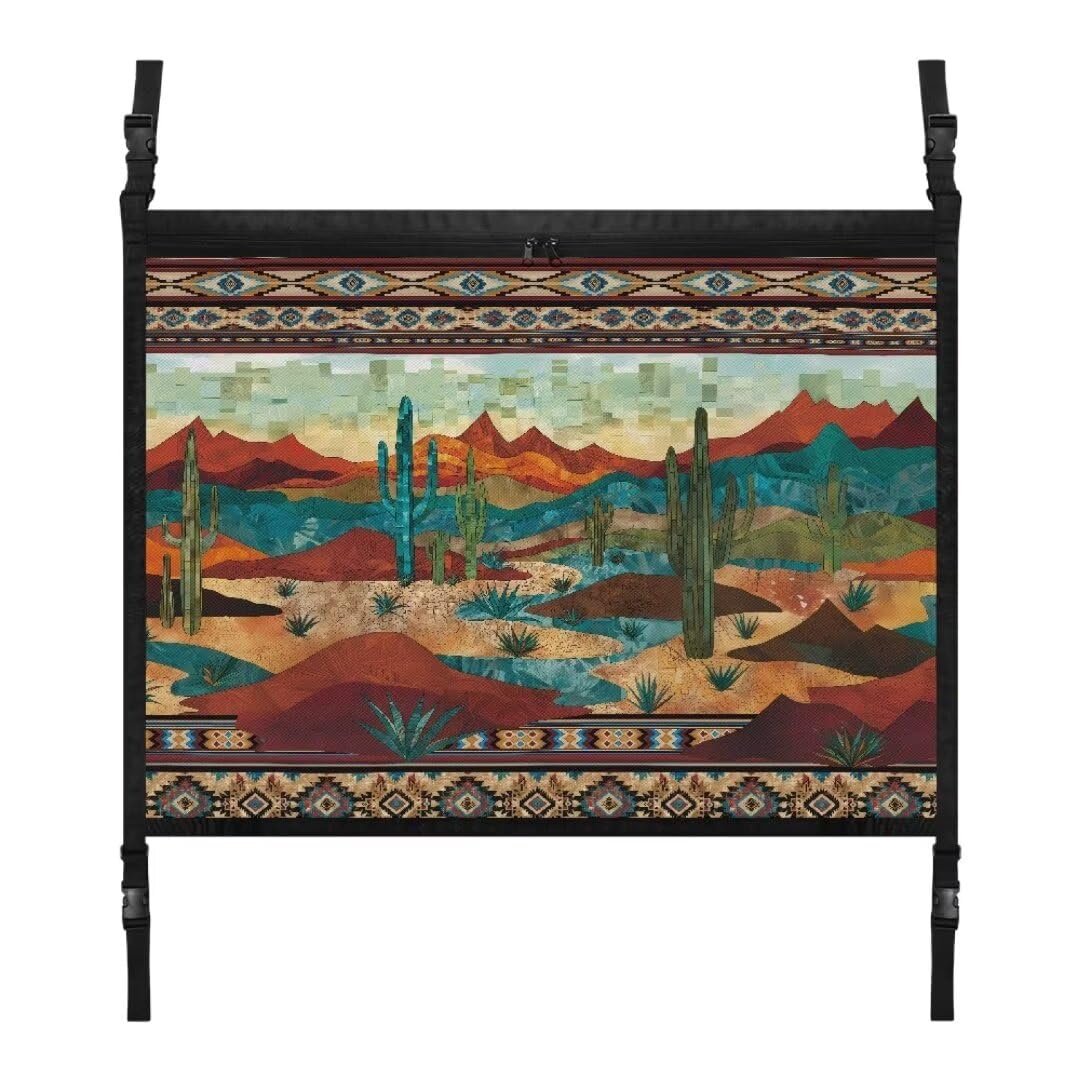 TOADDMOS Navajo Aztec Tribal Car Deckenspeichernetz Wüstenkaktus Hängendes Fahrzeug Frachtnetz 31.69x24.02 IN Road Trip Organizer, Reisezubehör für Auto von TOADDMOS