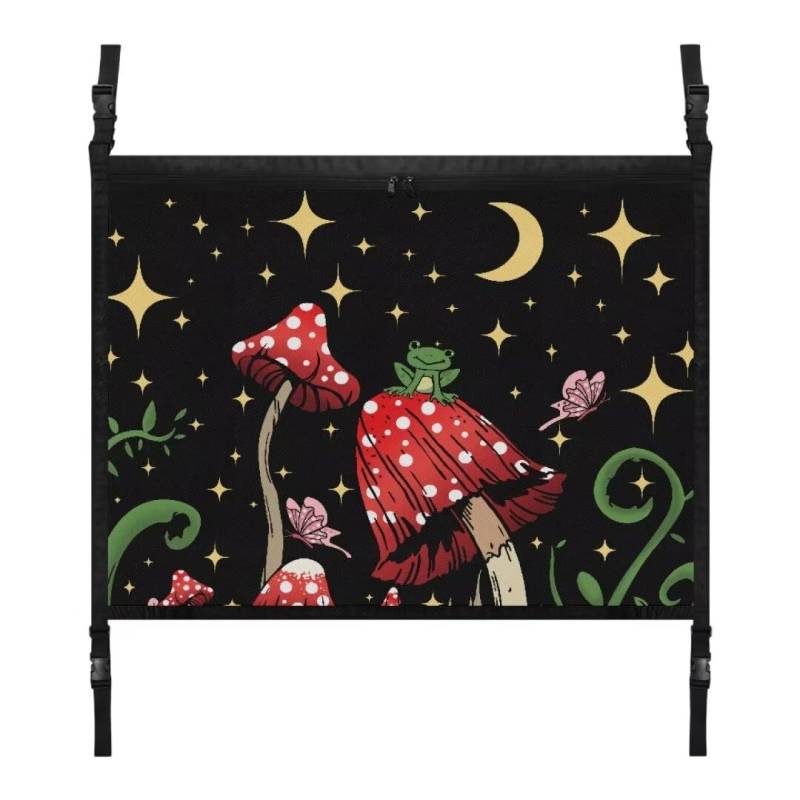 TOADDMOS Nette Frosch Auto Decke Frachtnetz für SUV Pilz mit Sterne Fracht Speicher Netz 31.69"x24.02" Auto Netztasche, Auto Zubehör für Reisen von TOADDMOS