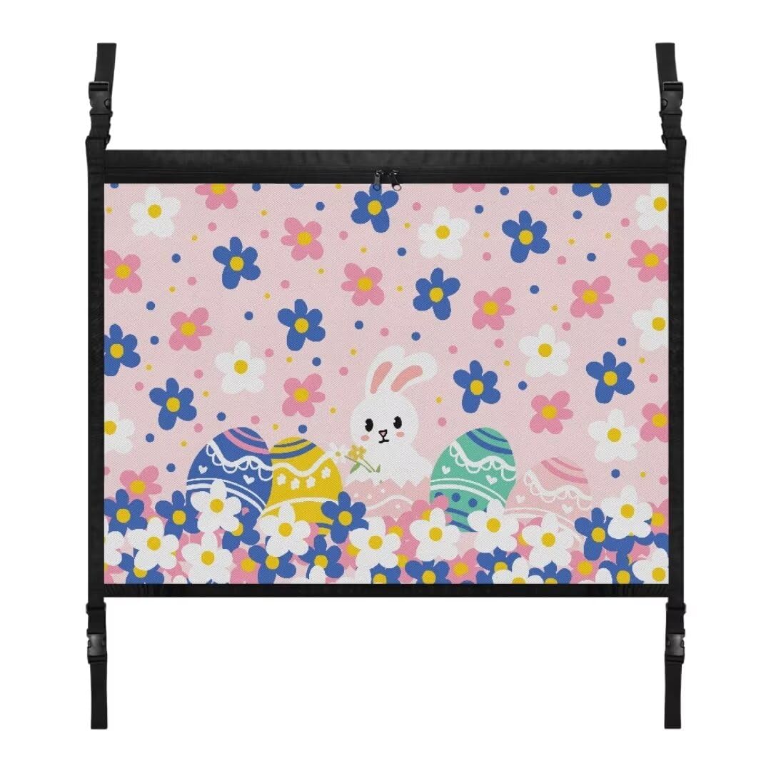 TOADDMOS Ostereier Auto Decke Cargo Net Bunny Große Kapazität Auto Dach Net Floral Blumen Fahrzeug Cargo Net, Camping Auto Zubehör von TOADDMOS