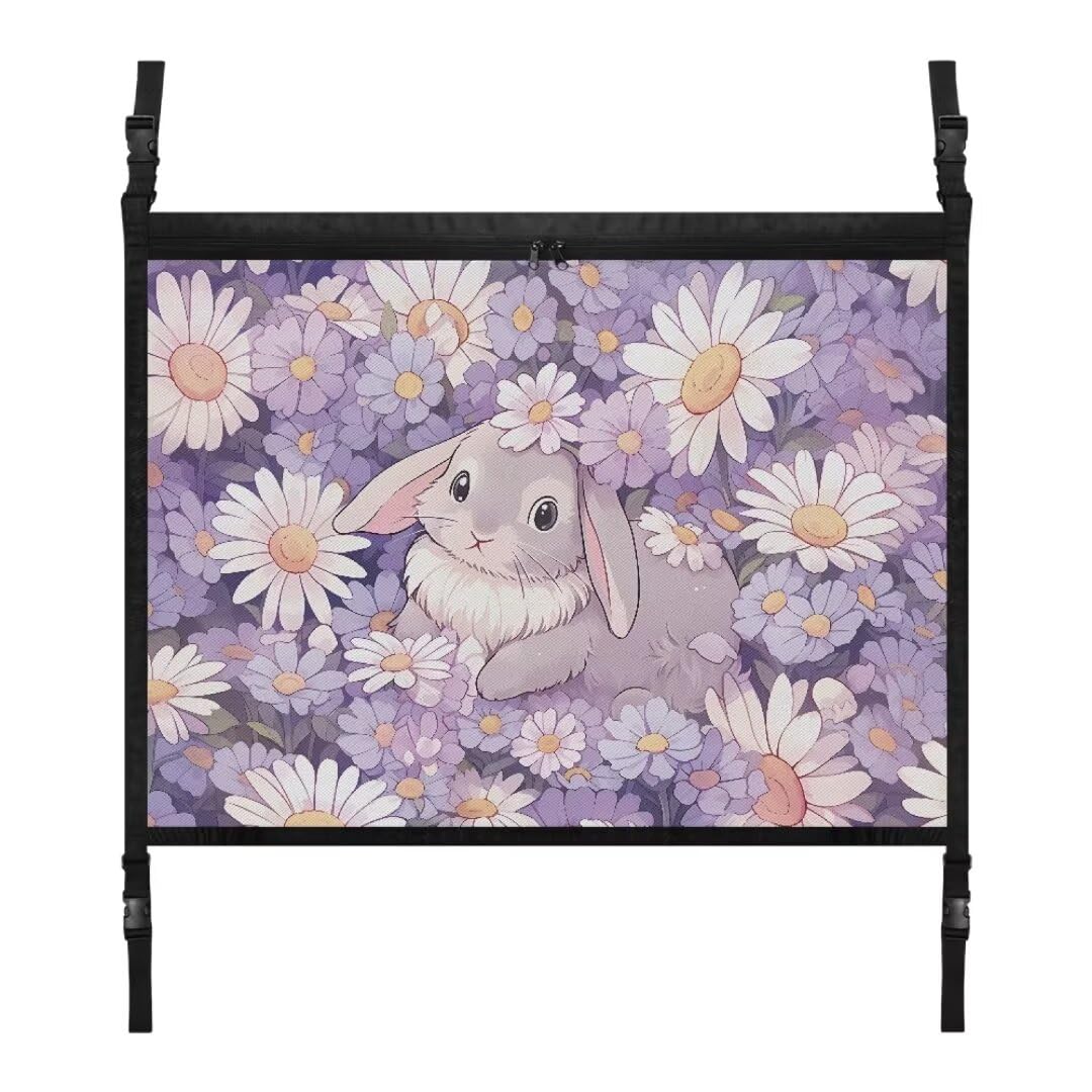 TOADDMOS Osterhase Auto Decke Cargo Net Tasche Weiß Daisy 31.69x24.02 IN Cargo Net für Innen Auto Dach, Lange Road Trip Essentials von TOADDMOS