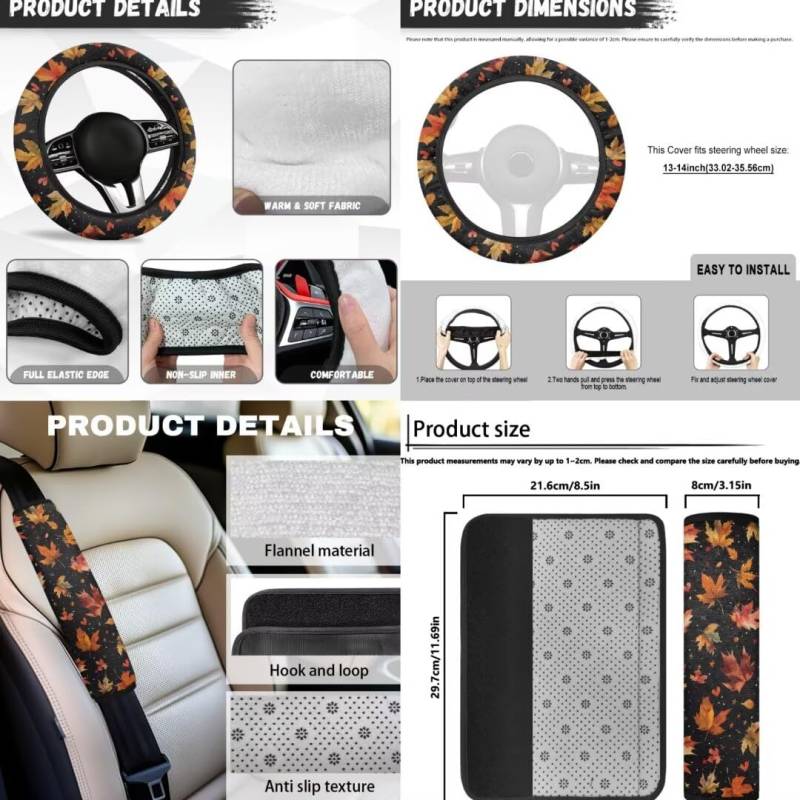 TOADDMOS Piano Key Steering Wheel Cover Women Music Note Car Seat Belt Cover Soft Warm Steering Wheel Covers for Car 15 inch von TOADDMOS