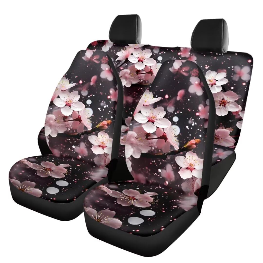 TOADDMOS Rosa Kirschblüte Automobil Universal Sitzbezüge Set von 4 Front Bucket Sitzbezüge&Auto Sitzbezüge für Rücksitz Premium Polyester Sitzbezüge Universal Fit für Fahrzeuge von TOADDMOS