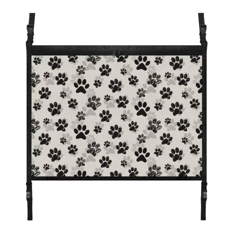 TOADDMOS Schwarz Hund Pfote Druck Auto Decke Cargo Net Tasche Auto Innenraum Dach Speicher Net Car Net Organizer, Reise Zubehör für Auto von TOADDMOS