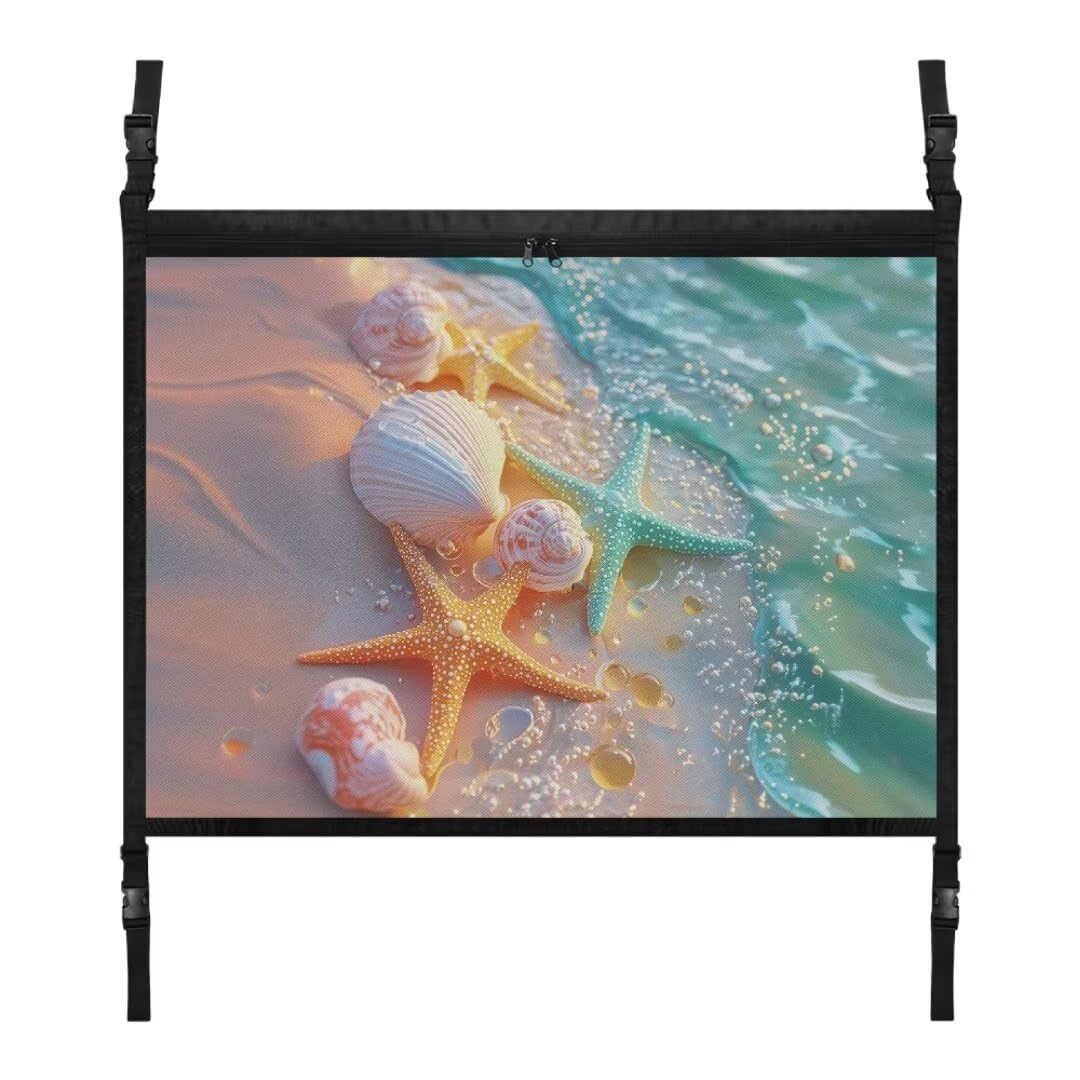 TOADDMOS Strand Seestern Conch Auto Decke Cargo Net Tasche Hängende Auto Innenraum Dach Speicher Net,31.69"x24.02",Camping Auto Zubehör von TOADDMOS