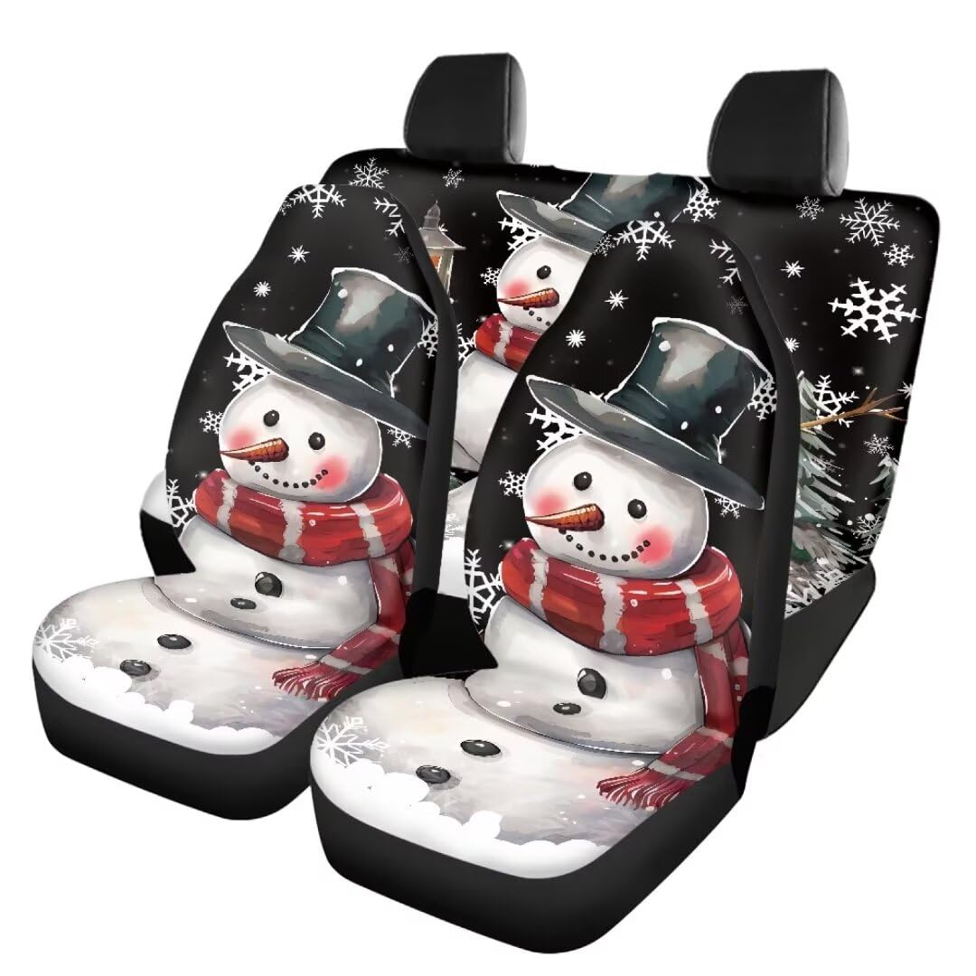 TOADDMOS Weihnachten Schneemann Universal Sitzbezüge für AutoTrendy dekorative Front&Rear Sitzbezüge Bequeme Premium Polyester Sitzbezüge, einfache Installation und Entfernung, 4-teiliges Set von TOADDMOS