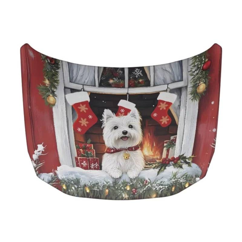 TOADDMOS Weihnachten Yorkshire Terrier Auto Haube Abdeckung Dekorative elastische Stoff Abdeckung Schnell trockene Auto Haube Abdeckung Auto Winter Zubehör von TOADDMOS