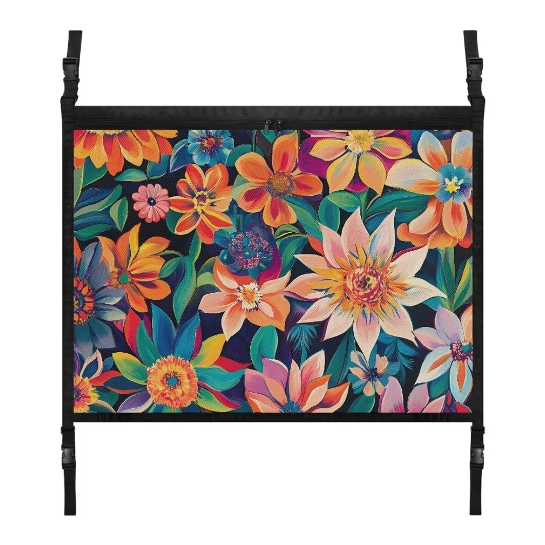 TOADDMOS Wild Floral Blumen Auto Decken Speicher Net Große Kapazität 31.69"x24.02" Auto Lagerung Net Tasche, Camping Auto Zubehör von TOADDMOS