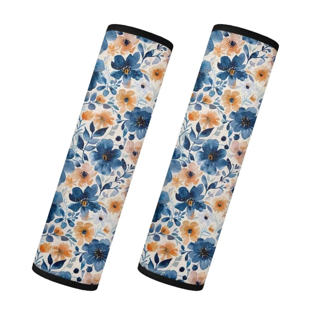 TOADDMOS Wild Floral Blumen Sicherheitsgurt Kissen Tinte Stil Auto Sitzgurt Pads Schulterpolster Pack von 2 Schützen Sie Ihren Hals und Schulter vor dem Sicherheitsgurt Reiben von TOADDMOS