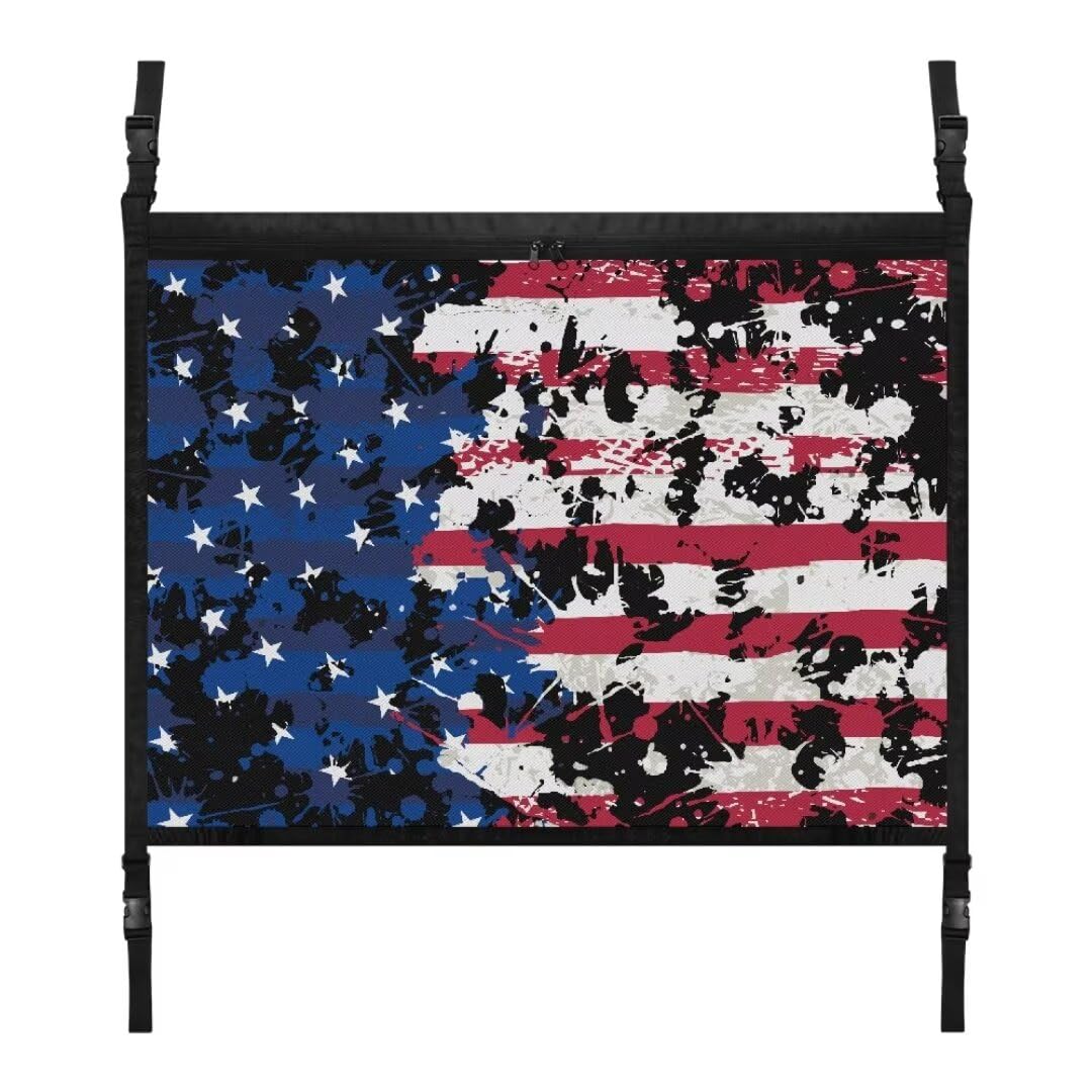 TOADDMOS amerikanische Flagge Auto Decken Frachtnetz für SUV 31.69x24.02 IN Auto Dachnetz Große Kapazität Auto Netting Tasche, Road Trip Must Haves von TOADDMOS