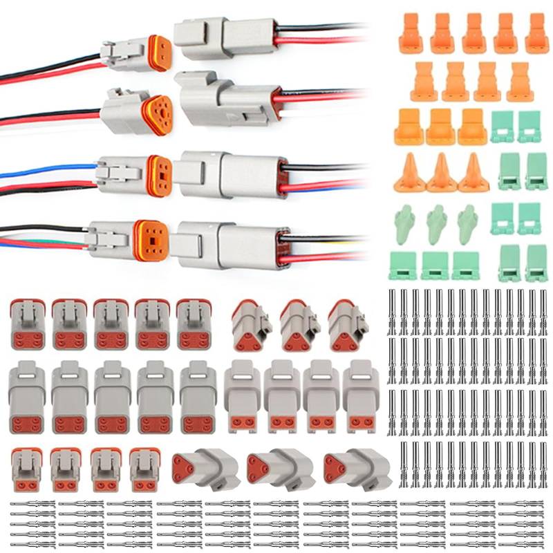 140 Stück Deutscher Stecker KFZ: TOATELU 2/3/4/6-Polige DT-Stecker-Set, Auto Wasserdichter Elektrischer Steckverbinder DT Serie Kabelstecker, Deutscher Stecker KFZ für Auto Motorräder LKW Boots von TOATELU