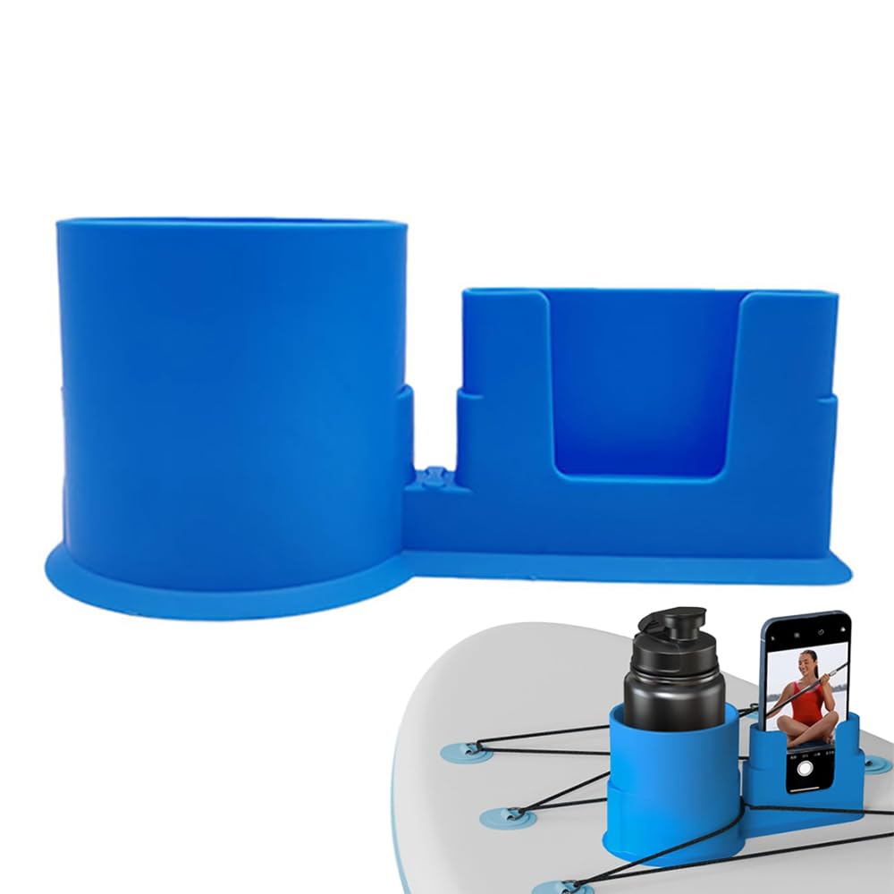 TOEECY Sup Zubehör Paddle Board Getränkehalter Multifunktionaler Anti Umkipp Surfbrett Telefonhalterung Kajak Wasserflaschenhalter für Meisten Getränk Becher (Blau) von TOEECY