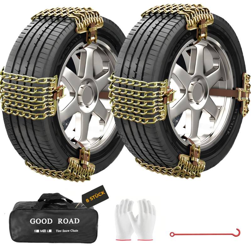 TOFFCAEA 8 Stück Universal Schneeketten, Metall Auto Schneeketten Winter Auto Zubehör, Snow Chain für LKW von TOFFCAEA