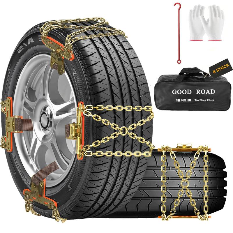 TOFFCAEA 8 Stück Universal Schneeketten, Metall Auto Schneeketten Winter Auto Zubehör, Snow Chain für LKW von TOFFCAEA