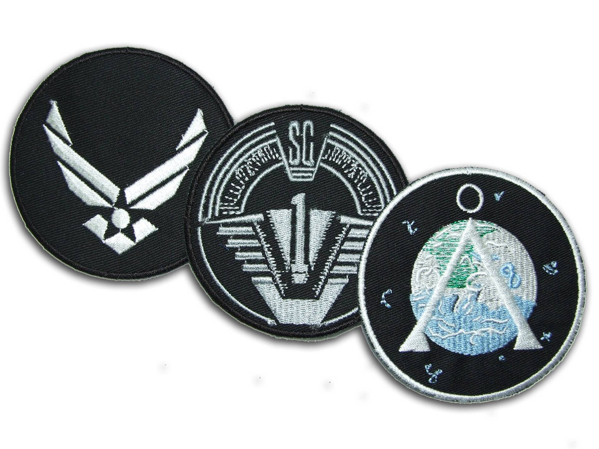 STARGATE SG1 - Set von 3 Bügeln auf Flecken Prop Jacke Aufnäher Patches - SG1, Chevron & USAF von TOFOW