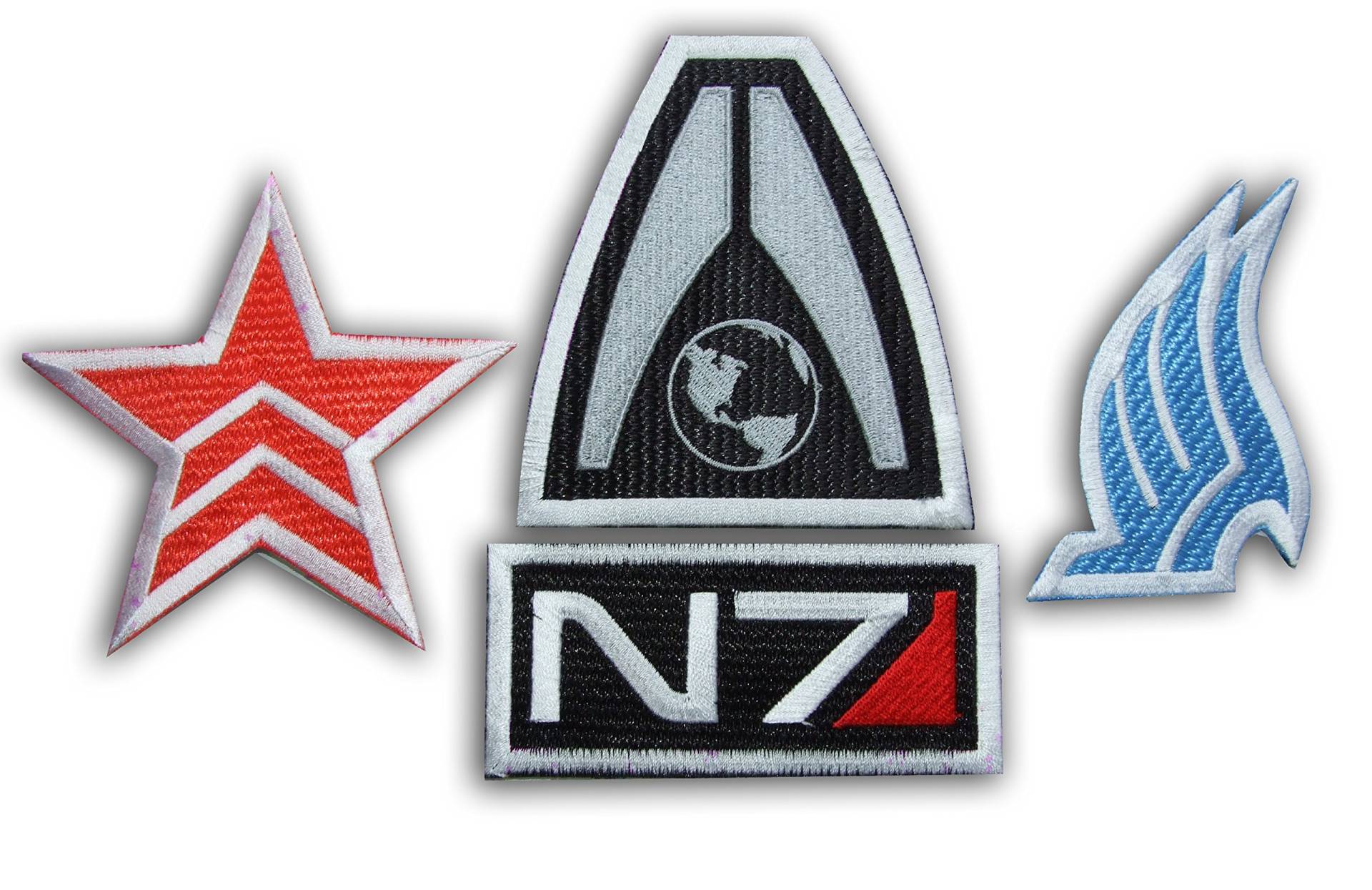 TOFOW Mass Effect N7 Fancy Dress Iron on Patch - Set of 4 Embroidered Badges, Aufnäher Bügelbild Iron on Patches Applikation, New by ONEKOOL von TOFOW