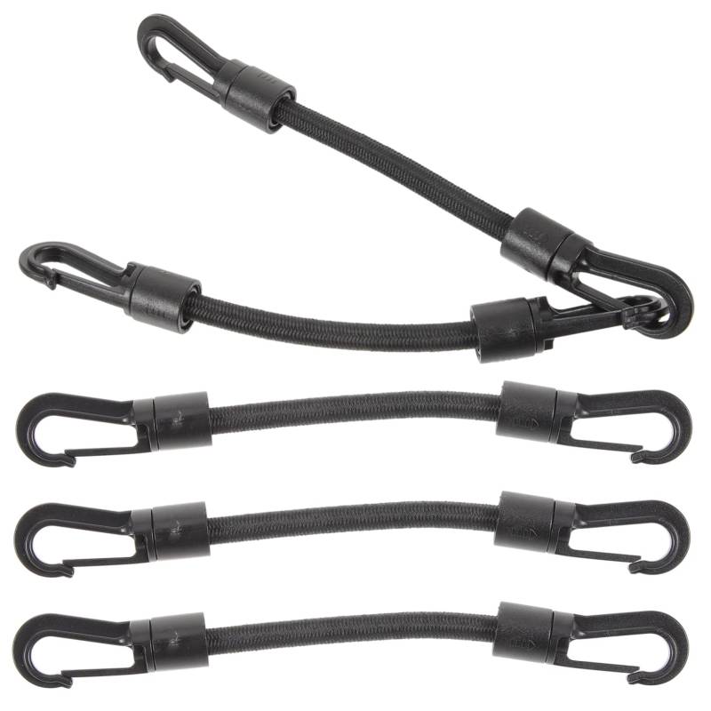 TOGEVAL 5st Elastische Seil Haken Kordel Mit Schnalle Bungee-seile Mit Karabinerhaken Riemen Mit Schnallen Bungee-Gurte Kajak-Dock-Linie Bungee-Cord-Halterung Schwarze Plane Sehen Black von TOGEVAL