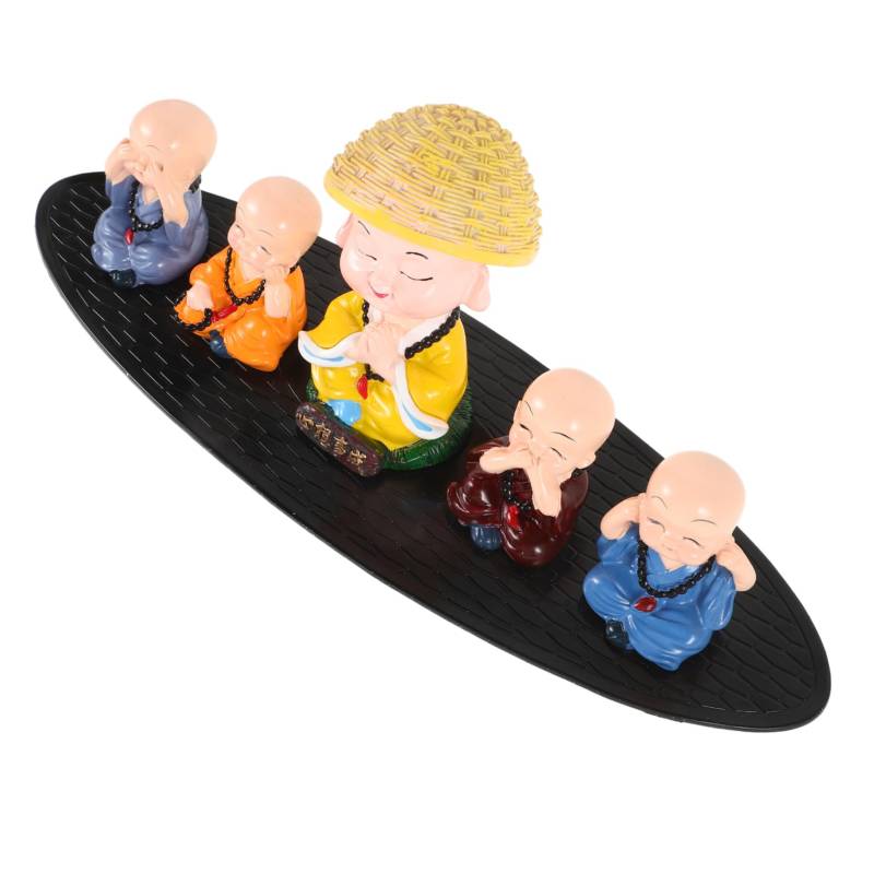 TOKIDNY 5St Kleine Mönchsauto-Ornamente -Mönchsstatue kopfschüttelnde mönchsfigur Lustiges Auto Wackelkopf Spielzeug Wackelkopf Spielzeug für das Auto Buddha-Mönche-Statue mönch dekor von TOKIDNY