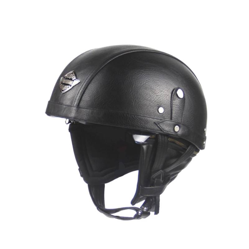 TOKIDNY Vintage Halbhelm PU Leder Motorradhelm Für Outdoor Reiten Schwarz Retro Stil Ideal Für Damen Und Herren Hochwertiger Reitschutzhelm Perfekt Für Motorradtouren Und von TOKIDNY