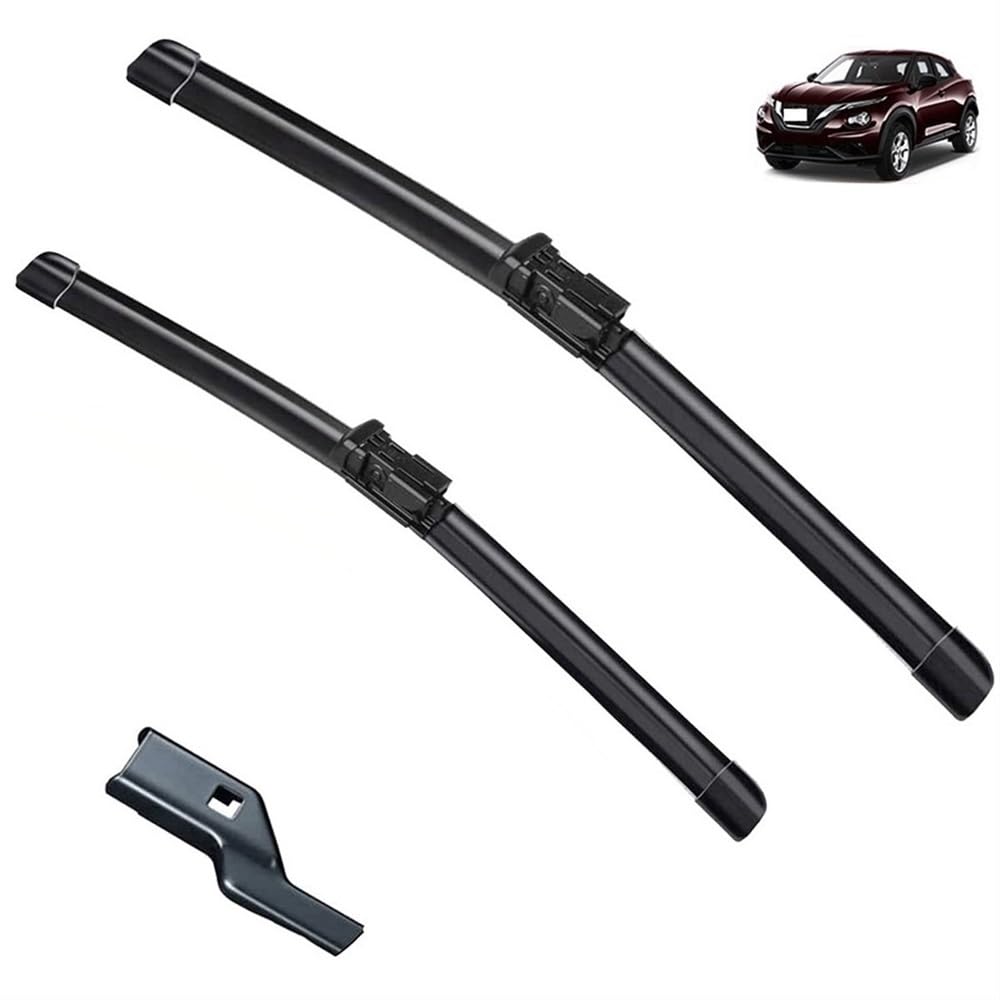 Fahrzeugwischer Frontwischerblätter Set for Nissan JUKE F16 2020 2021 2022 2023 Windschutzscheibenbürsten Windschutzscheibe Fensterwascher Abdeckung Adapter Motor Allwetterwischer(Size:RHD) von TOLUXY