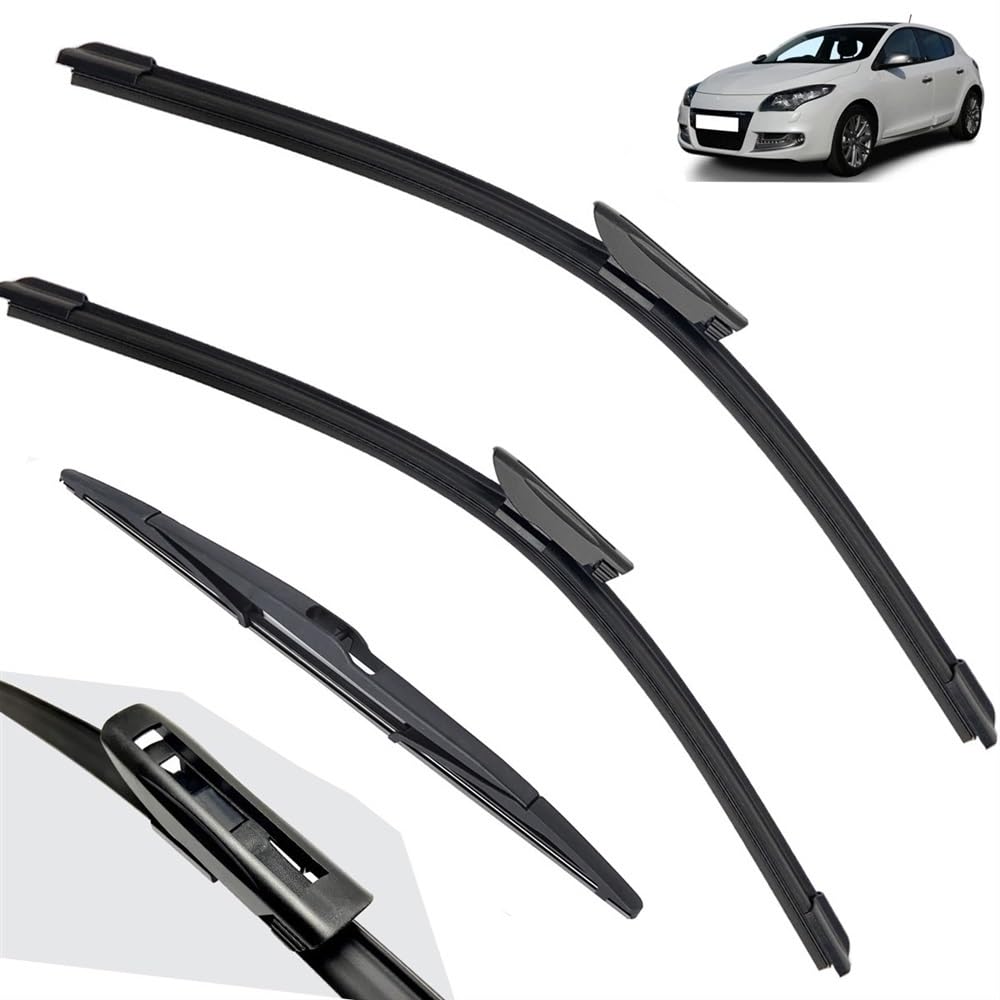 Fahrzeugwischer Scheibenwischerblätter vorne hinten for Renault Megane 3 Hatchback Coupe 2016 2015 2014 2013 2012 2011 2010 2009 2008 Allwetterwischer von TOLUXY