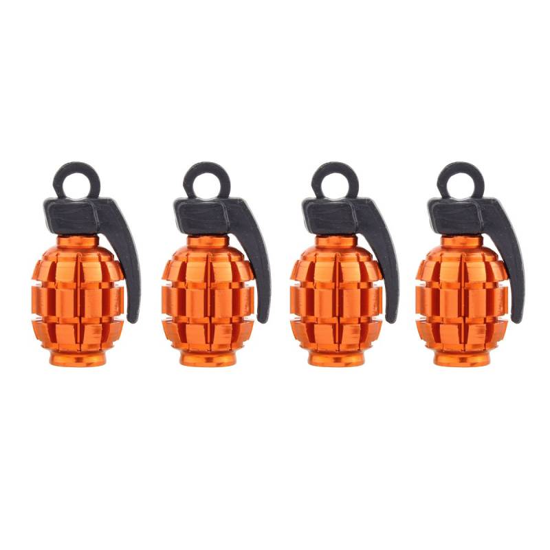 TOMALL Grenade Aluminiumlegierung Räder Reifen Ventilkappen für Universal Auto Moto (4 stücke Orange) von TOMALL