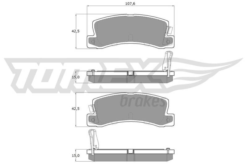 Bremsbelagsatz, Scheibenbremse Hinterachse TOMEX Brakes TX 13-66 von TOMEX Brakes