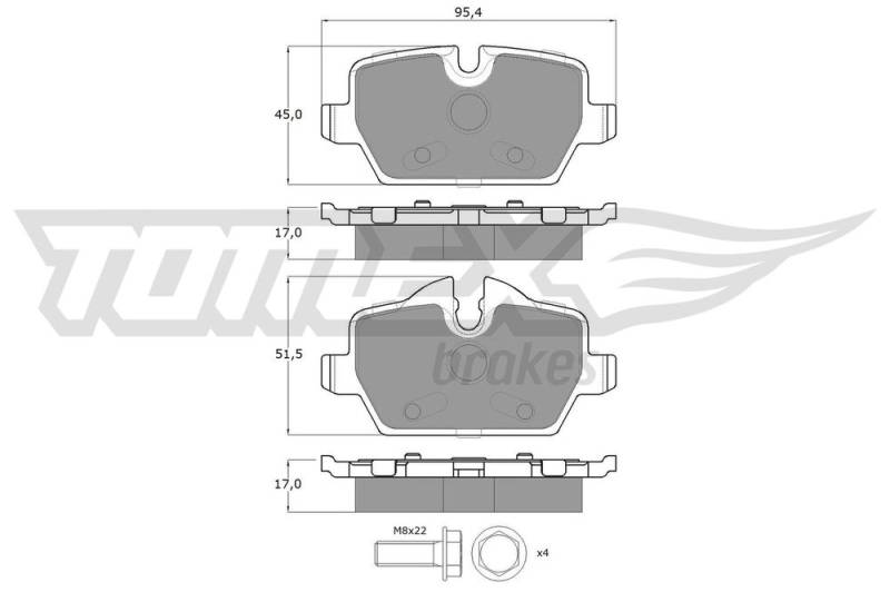 Bremsbelagsatz, Scheibenbremse Hinterachse TOMEX Brakes TX 14-34 von TOMEX Brakes