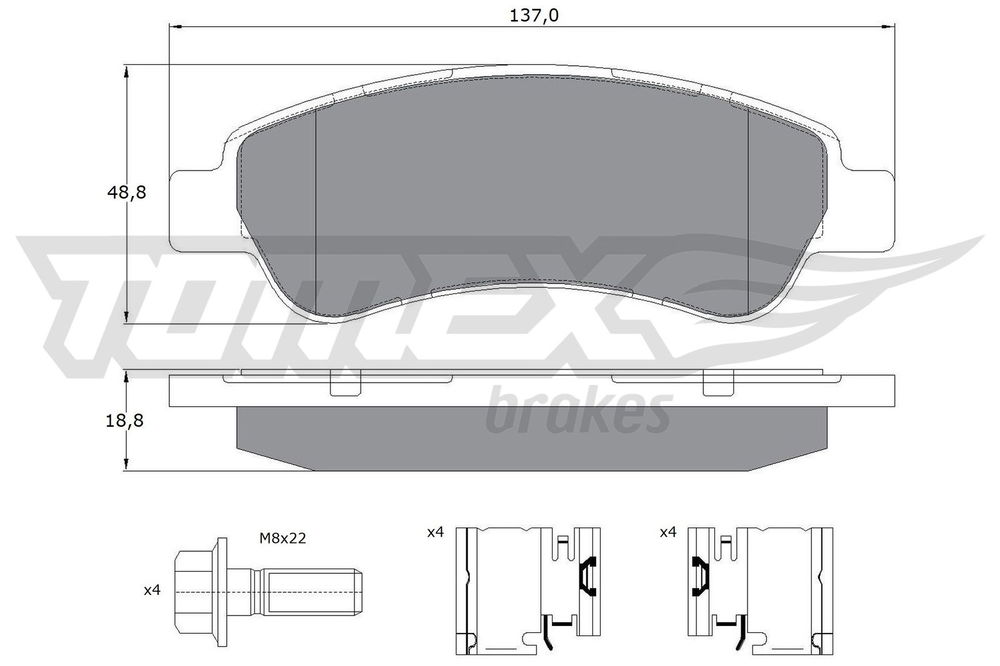 Bremsbelagsatz, Scheibenbremse Hinterachse TOMEX Brakes TX 14-41 von TOMEX Brakes