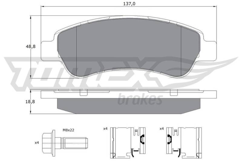 Bremsbelagsatz, Scheibenbremse Hinterachse TOMEX Brakes TX 14-41 von TOMEX Brakes