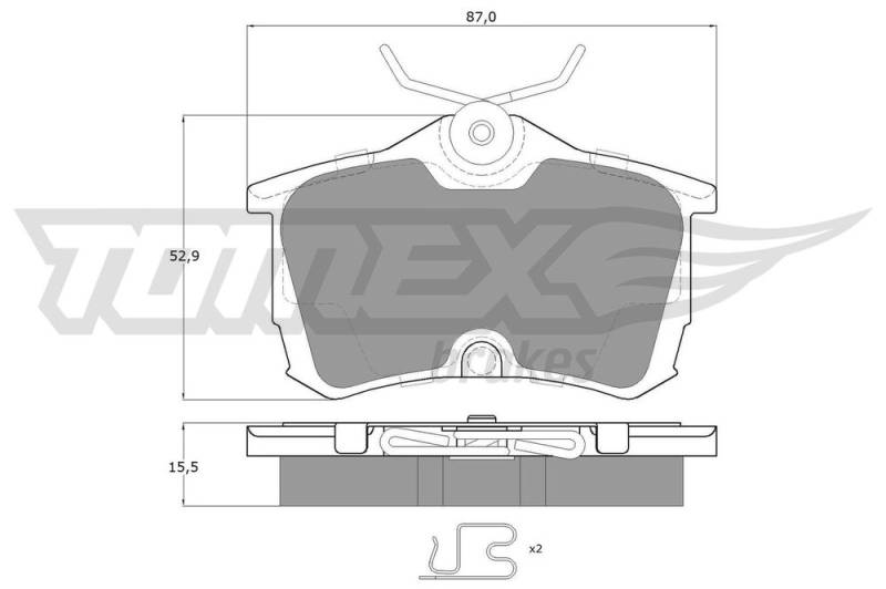 Bremsbelagsatz, Scheibenbremse Hinterachse TOMEX Brakes TX 14-51 von TOMEX Brakes