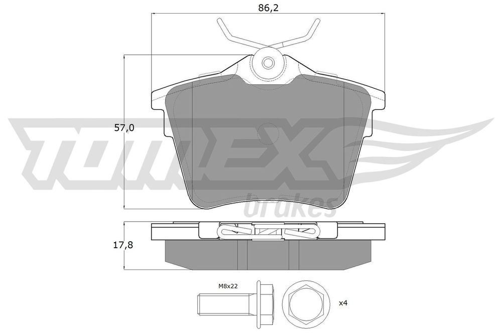 Bremsbelagsatz, Scheibenbremse Hinterachse TOMEX Brakes TX 14-69 von TOMEX Brakes