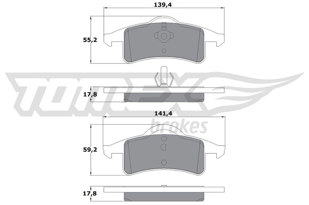 Bremsbelagsatz, Scheibenbremse Hinterachse TOMEX Brakes TX 14-90 von TOMEX Brakes