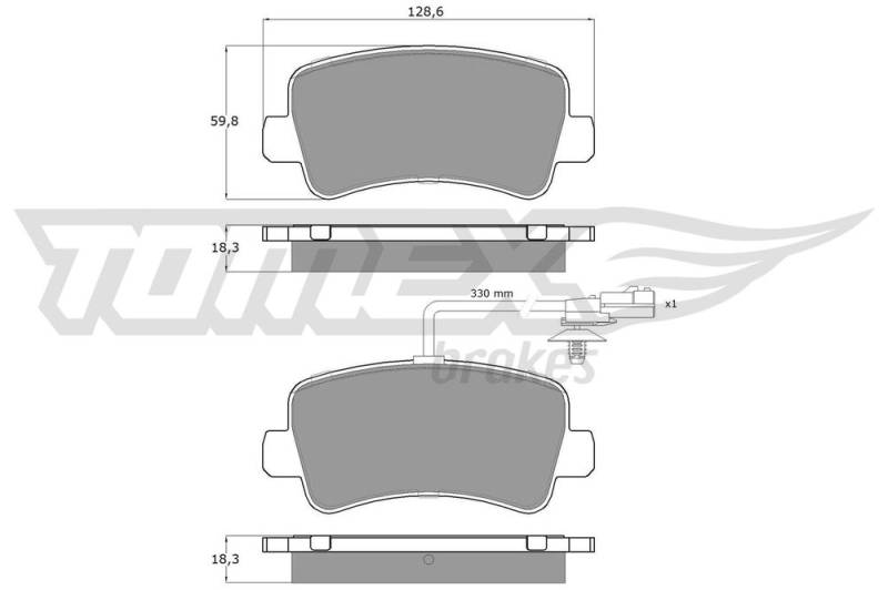 Bremsbelagsatz, Scheibenbremse Hinterachse TOMEX Brakes TX 16-48 von TOMEX Brakes