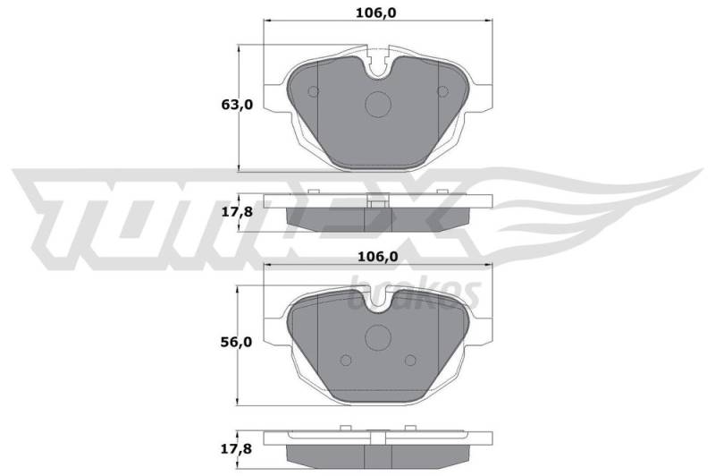 Bremsbelagsatz, Scheibenbremse Hinterachse TOMEX Brakes TX 17-34 von TOMEX Brakes