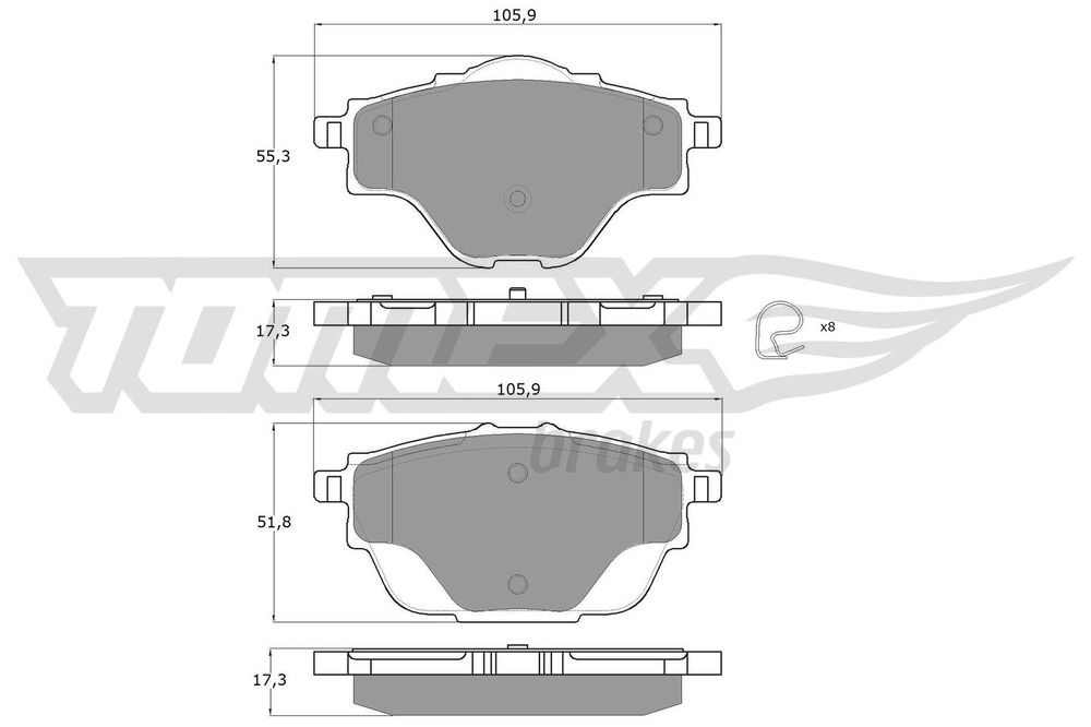 Bremsbelagsatz, Scheibenbremse Hinterachse TOMEX Brakes TX 18-37 von TOMEX Brakes