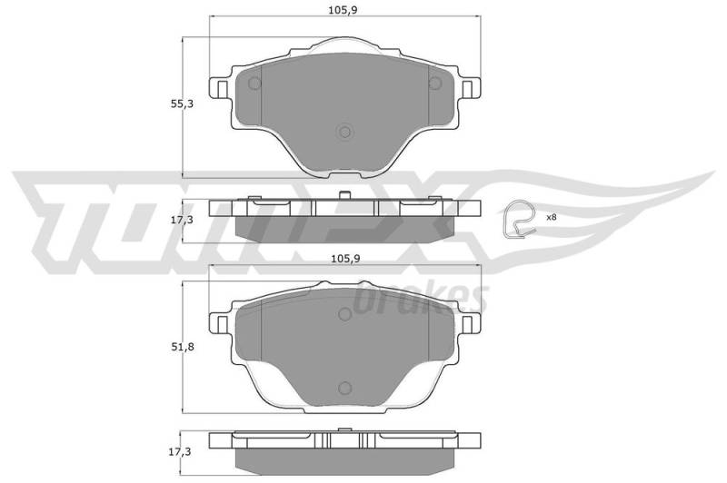 Bremsbelagsatz, Scheibenbremse Hinterachse TOMEX Brakes TX 18-37 von TOMEX Brakes