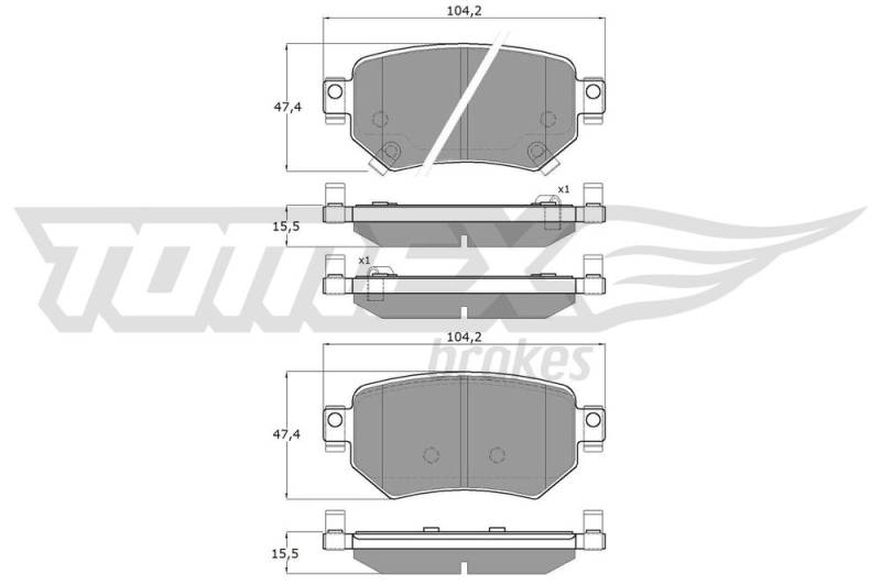 Bremsbelagsatz, Scheibenbremse Hinterachse TOMEX Brakes TX 18-70 von TOMEX Brakes