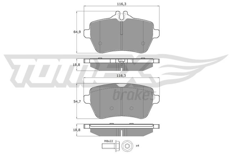 Bremsbelagsatz, Scheibenbremse Hinterachse TOMEX Brakes TX 18-78 von TOMEX Brakes