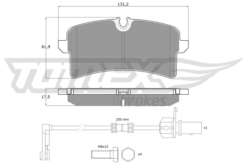 Bremsbelagsatz, Scheibenbremse Hinterachse TOMEX Brakes TX 18-88 von TOMEX Brakes