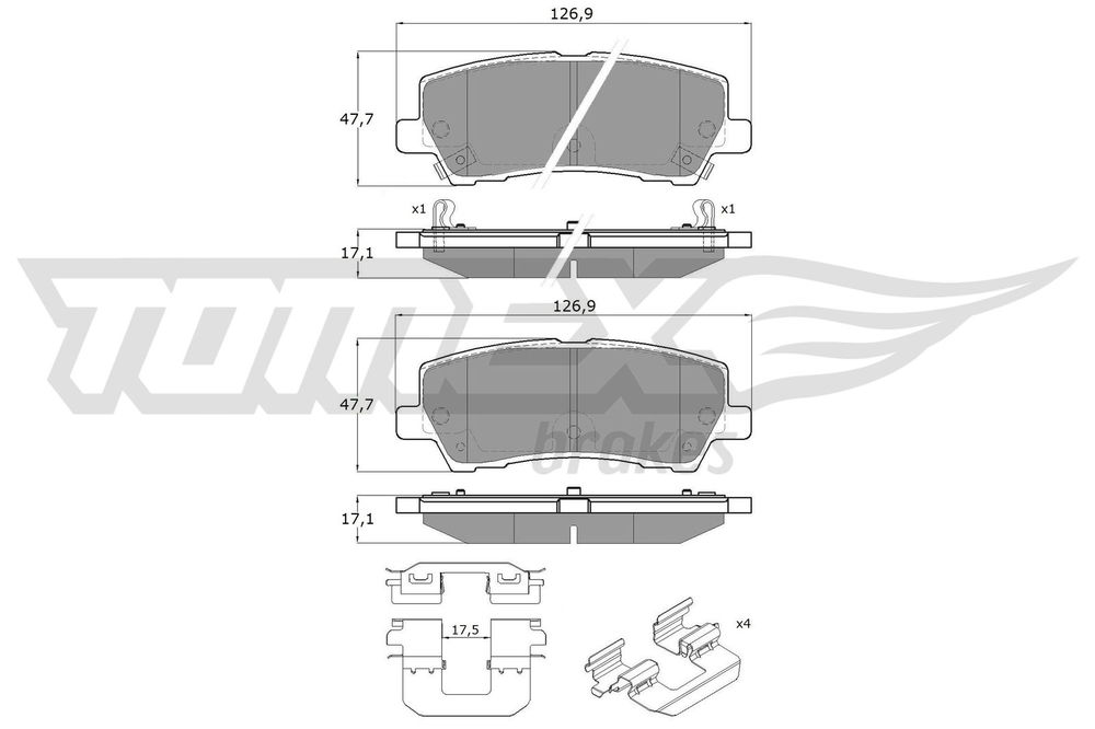 Bremsbelagsatz, Scheibenbremse Hinterachse TOMEX Brakes TX 18-97 von TOMEX Brakes