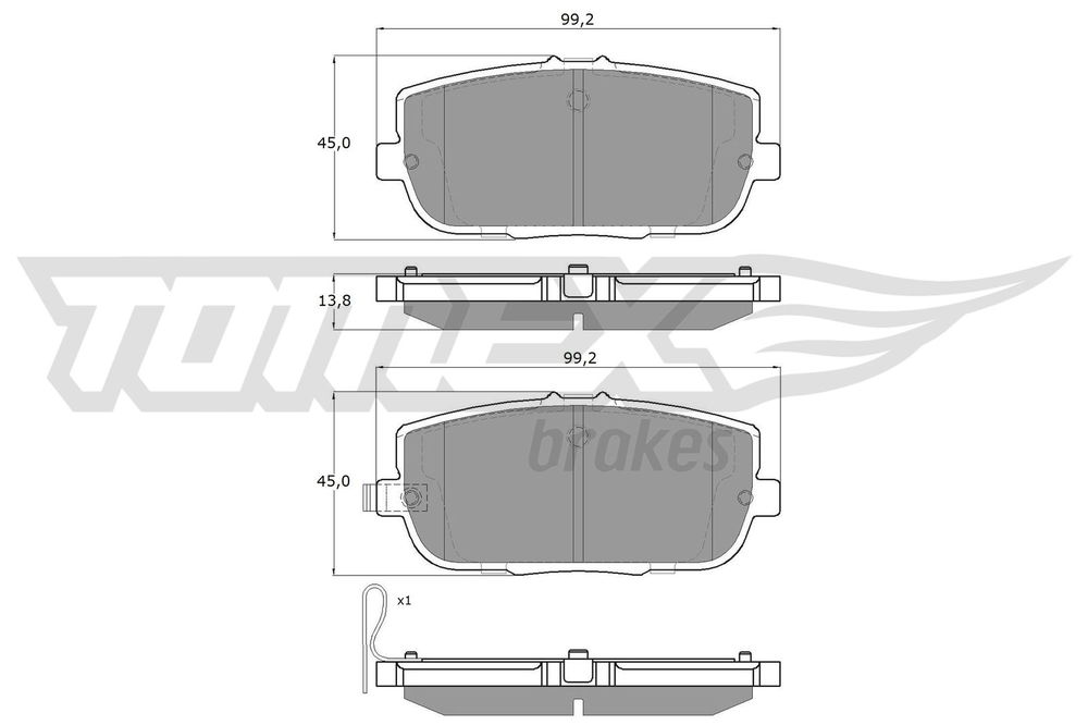 Bremsbelagsatz, Scheibenbremse Hinterachse TOMEX Brakes TX 19-03 von TOMEX Brakes