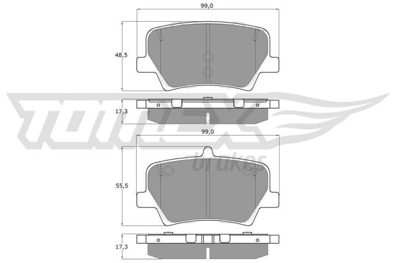 Bremsbelagsatz, Scheibenbremse Hinterachse TOMEX Brakes TX 19-17 von TOMEX Brakes