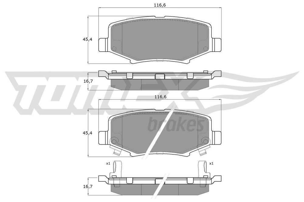 Bremsbelagsatz, Scheibenbremse Hinterachse TOMEX Brakes TX 19-21 von TOMEX Brakes